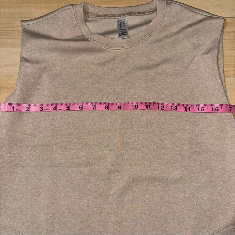 SPANX Air Essentials Sleeveless Scuba Knit Tank Dress Boxy Tahini Sz Medium NOTE - Picture 6 of 9
